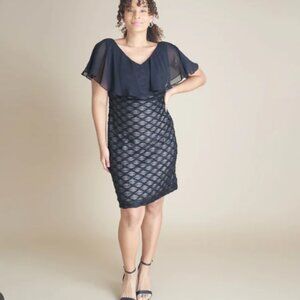 Connected Apparel LIKE NEW emerald green size 16 sheath dress with chiffon top